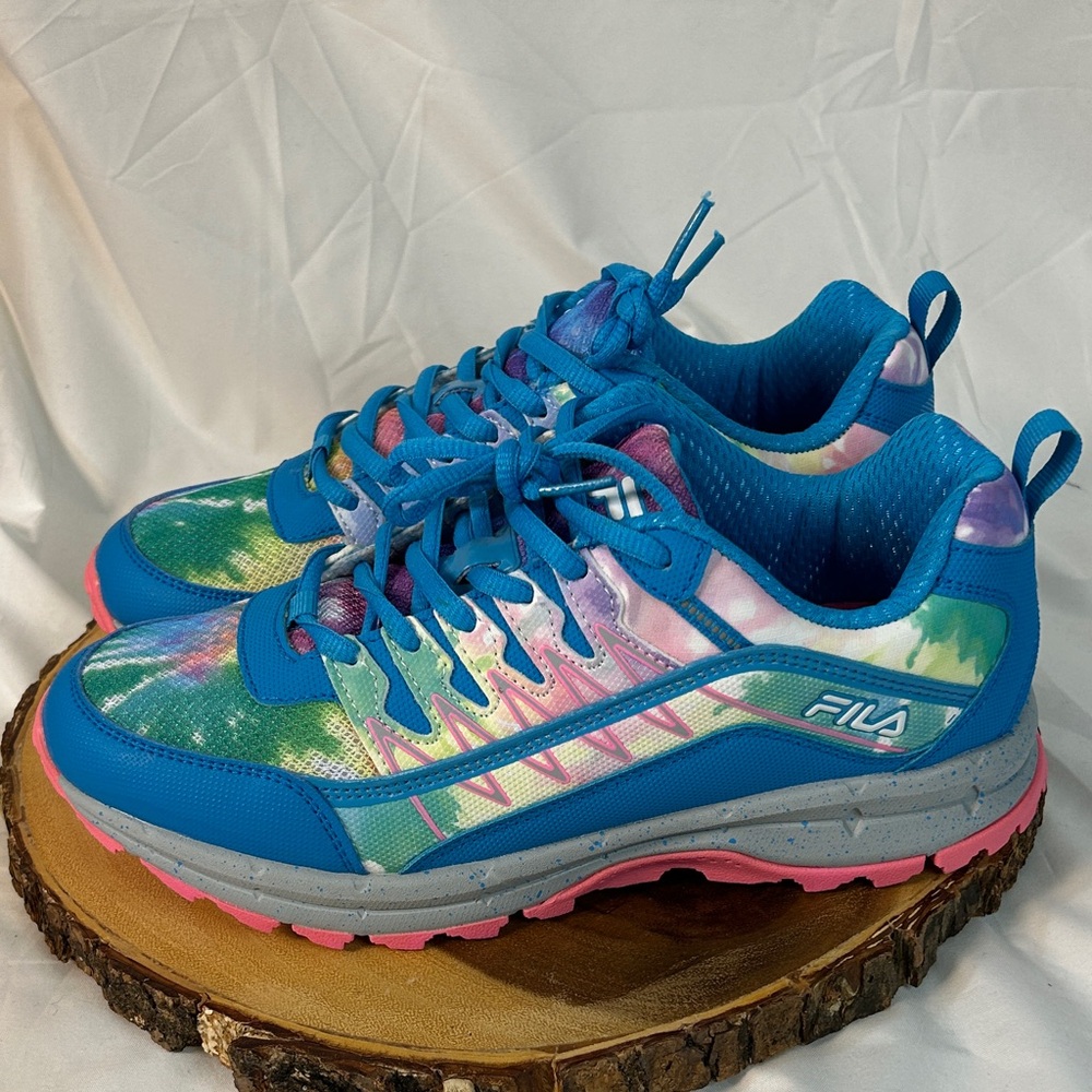 Fila Women's Blue and Pink Tie-Dye Sneakers